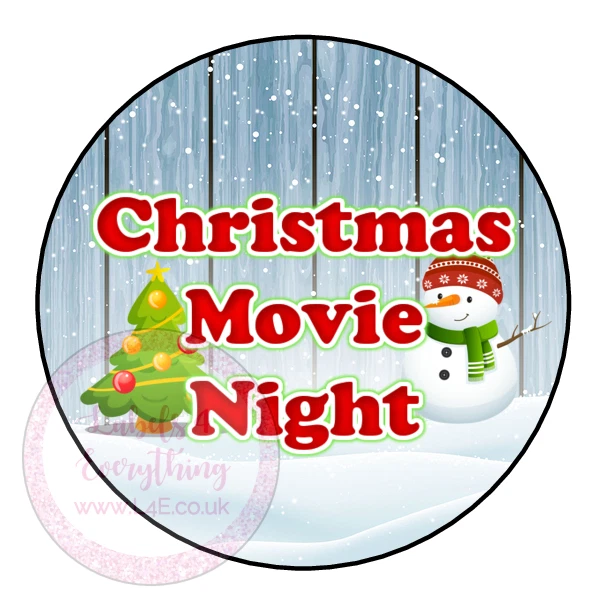 Christmas Movie Night Popcorn Family Film Cinema Sweet Cone Party Kids Labels