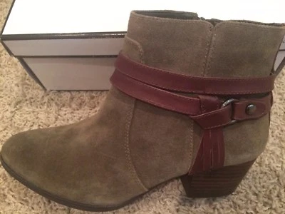 Alex Marie Suede Ankle Boots w/Tassels&Zipper. Sz 8.5M "Olive/Whiskey"Orig. Box. - Image 1 of 4