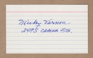 Mickey Vernon signed 3x5 index card-1939-60 Washington Senators 2495 Hits (Dec) - Picture 1 of 1