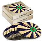 8x Round Coasters in the Box - Dart Board Bullseye Sports Darts  #14156