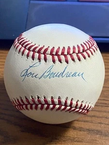 LOU BOUDREAU 6 SIGNED AUTOGRAPHED OAL BASEBALL! Red Sox, Indians! HOF! - Picture 1 of 2