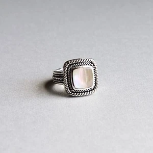 Anillo Destacable Rosa Madre de Perla Plata Esterlina 925 Vintage, Anillo Art Deco - Imagen 1 de 5