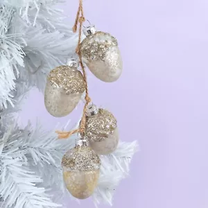 G Decor Large Elegant Glass String of Silver Glass Acorn Christmas Tree Ornament - Picture 1 of 4