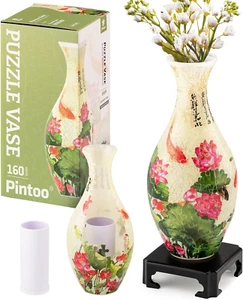 Vase Puzzle 3D Vase Fleur Unique Fabriqué par 160 Pièces Puzzle Plastique Courbé Maison - Photo 1/12