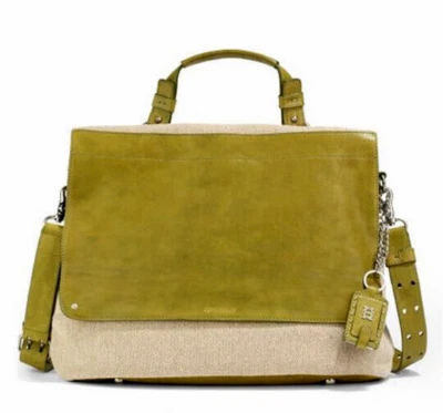 Olivia Harris verde y beige plegable solapa asa superior y bolsa antipolvo nueva con etiquetas Foto 1 de 4