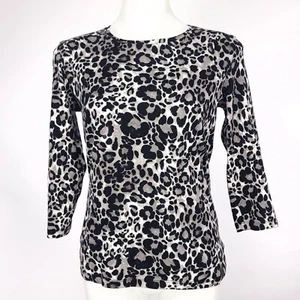 Jones New York Long Sleeve Animal Print 3/4 Sleeve Top - Picture 1 of 5
