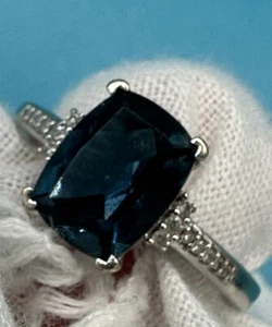 Weißgold 10K London Blautopas Ring Diamant Pave Akzent US Größe 5 - 2 1/2 ct. - Bild 1 von 12