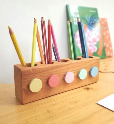 Stiftehalter Holz Montessori Stiftebox kurz Pastell Geschenk Kinder Weihnachten  - Bild 1 von 3