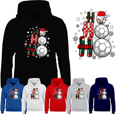 Ho Ho Ho Football Christmas Boys Hoodie Xmas Santa Novelty Girls Kids Gift Hoody