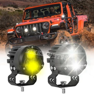 2PCS White/Yellow 3 Inch LED Work Lights Hi/Lo Fog Lamp Offroad ATV Driving 4WD - Imagen 1 de 11
