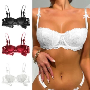 Varsbaby Embroidery Lace Bra Underwire Push Up Sexy Half Cup Brassiere for Women - Picture 1 of 15