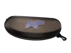 Maui Jim Sunglasses Eyeglass Case Small Clam Shell Brown Zipper Clip - Picture 1 of 3