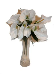 Set 2 x 14" Wedding Christmas White Bush of 5 Calla Lily Flowers e/ bush, Decor - Picture 1 of 4