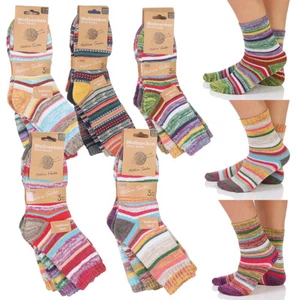 3/6 Paar Damen Kinder Wollsocken Strümpfe Norweger Hütten Winter warm Kuschel - Bild 1 von 15