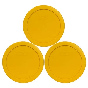 Pyrex 7201-PC 4 Cup Round Butter Yellow Storage Lid 3PK New for 4 Cup Glass Bowl - Picture 1 of 3