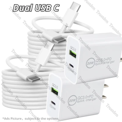 20W USB C Fast Charger PD USB C To Type C Cable Power Adapter For Android iPad - Image 1 of 4