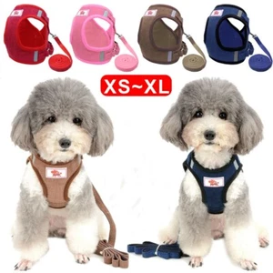 Small Dog Harness Leash Set No Pull Soft Mesh Pet Cat Reflective Vest Lead Puppy - Picture 1 of 16