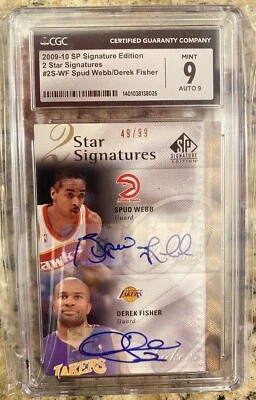2009-2010 So Signature Edition 2 Star Signatures #2S-WF Spud Webb Derek Fisher  - Image 1 of 2