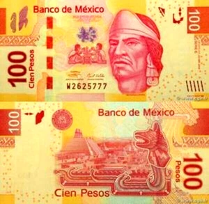 Mexico 100 Peso Mexican Currency Note Cien Pesos Banknote Nezahualcoyotl Money - Picture 1 of 13