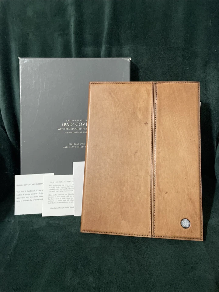NEW Restoration Hardware Artisan leather iPad Cover with Bluetooth Keyboard. - Image 1 of 4