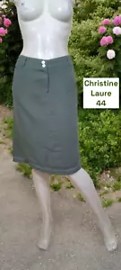 Christine Laure Taille 44 đź’• Superbe jupe kaki viscose polyamide - Imagen 1 de 3