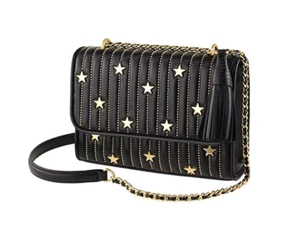 NWT Tory Burch Fleming Star-Stud Small Leather Convertible Shoulder Bag  Black - Picture 1 of 11