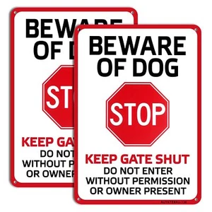 2 Pack Beware of Dog Signs, Warning Sign Beware of Dog for Fence, Do Not Ente... - Picture 1 of 6