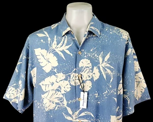 TOMMY BAHAMA Mens 100% Silk Blue S/S LUXURY HAWAIIAN SHIRT - XL - 52" - RRP £109 - Picture 1 of 13