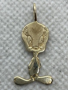 WARNER BROS. INC. 1981 VINTAGE Solid 13K Yellow Gold TWEETY BIRD Charm Pendant - Picture 1 of 20