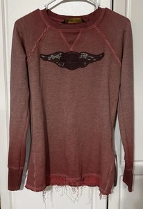 Harley Davidson Women's XS Embroidered Patch Terrycloth Ombre Sweatshirt-NWOT - Picture 1 of 11