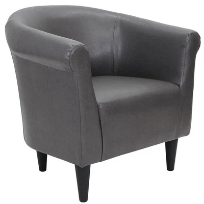 Fox Hill Trading Marlee Traditional Faux Leather Club Chair in Slate Gray - Image 1 of 4