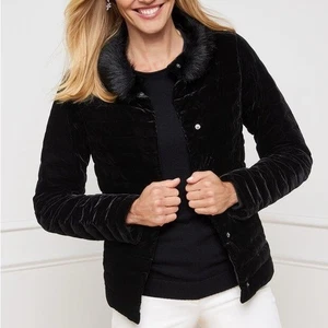Talbots Quilted Velvet Down Jacket - Picture 1 of 11