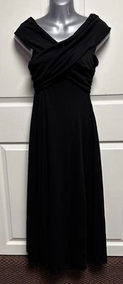 ¡NUEVO CON ETIQUETAS! Maxi Vestido de Fiesta de Noche Wayf Para Mujer Negro Largo Cuello Cruzado Talla XS Foto 1 de 4