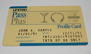 UNITED AIRLINES PASS PLUS PROFILE 1991 SAMPLE CARD - Picture 1 of 2