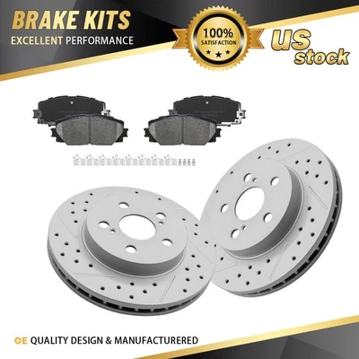 Front Brake Rotors + Ceramic Pads for 2016 2017 2019-2022 Toyota Corolla Prius - Image 1 of 4