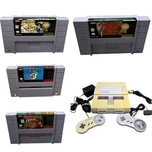 Super Nintendo SNES System Console Bundle Lot ALL NEW SAVE BATTERIES Mario Zelda - Picture 1 of 23