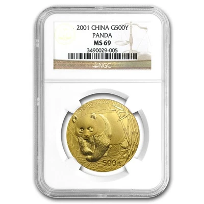 2001 China 1 oz Gold Panda MS-69 NGC - Image 1 of 3