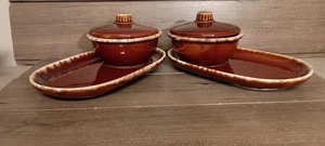 Juego de 2 cuencos de sopa de goteo marrón vintage Hull sin bandejas y tapas para sándwiches - Imagen 1 de 18