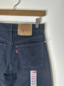 Vintage 90s Levi’s 555 Navy Blue *DEADSTOCK* Made USA 28x34 Factory #511 Red Tab - Picture 1 of 9