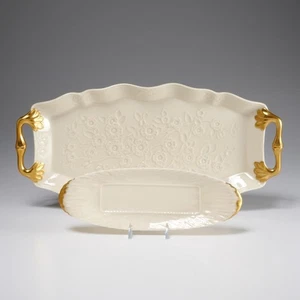Lenox Ivory Gold Primrose Sandwich Bread and Butter Tray Dish 2 pc Lot - Picture 1 of 6