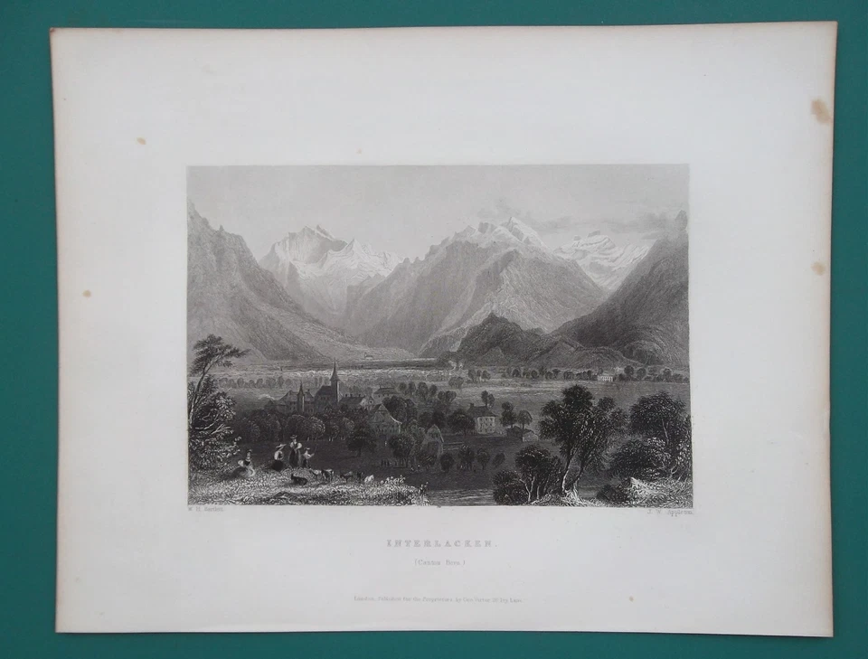 SUIZA Simmental Valley Entrada Pueblo de Wimmis - Impresión 1838 por Bartlett Foto 1 de 1