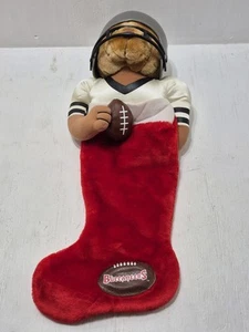 Vintage Tampa Bay Buccaneers Christmas Stocking Plush Teddy Bear w/Helmet NFL - Picture 1 of 5