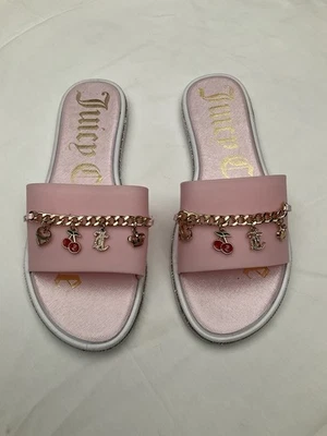 Sandalias Juicy Couture Rosa Talla 10 con Cadena Dorada y Dijes Deslizables Foto 1 de 4