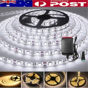 5M 3528 300LEDS Cool warm White 12V SMD LED Strip Lights Waterproof Power Supply - Picture 1 of 35