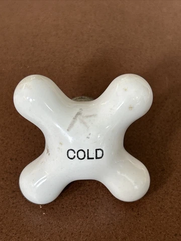 Vintage Style COLD Water Porcelain Cross Handle Knob Sink Tub Faucet Cover