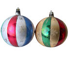 Antique Hand Painted Mercury Glass Christmas Balls Striped Ornaments Poland