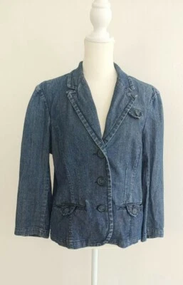 American Eagle SZ Medium Women Stretch Denim Jacket Jean Button Blazer Unlined - Image 1 of 4