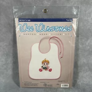 Vintage 1984 Wee Winsomes WENDY'S BIB #2005 cross stitch kit ~ New ~ 10" x 12" - Picture 1 of 2