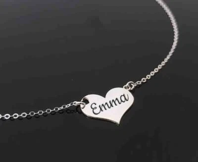 Collana con nome argento sterling 925 cuore con scritta regalo donna Art MID  - Immagine 1 di 4