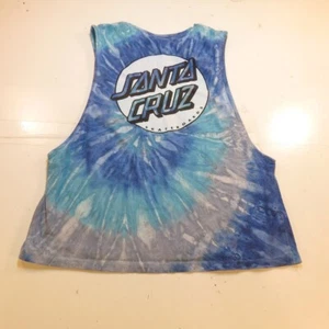 SANTA CRUZ SKATEBOARDS SKATE TANK TOP SLEEVELESS T SHIRT Womens S Tie Dye Blue - Picture 1 of 3